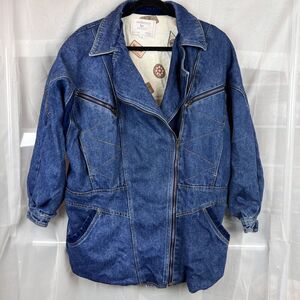 Vintage Mulberry Street denim zip up jacket sz Md lined corduroy lined oversized